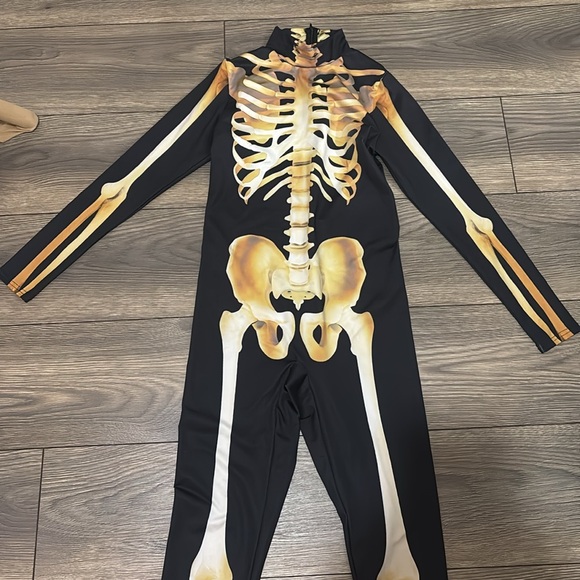 Halloween Costume Skeleton Body Con Jumpsuit Small - Picture 3 of 7